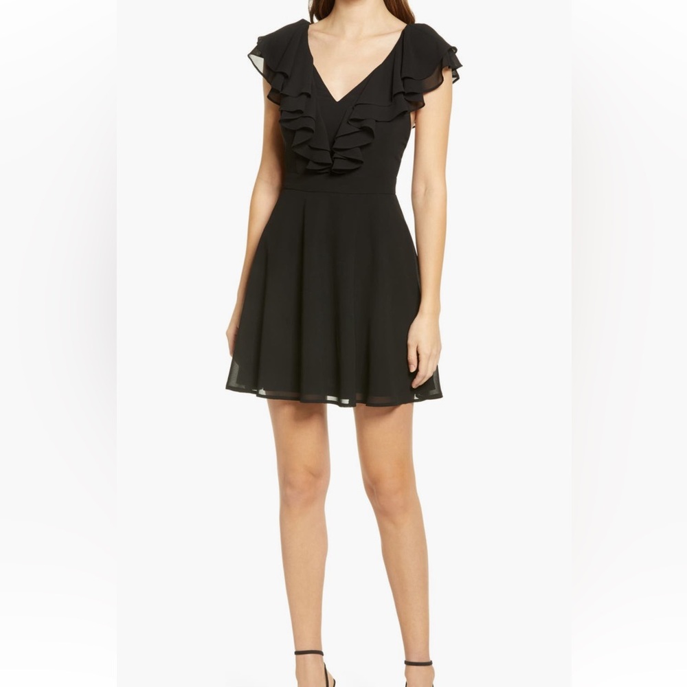 Lulus True Affection Ruffle Chiffon Skater Dress